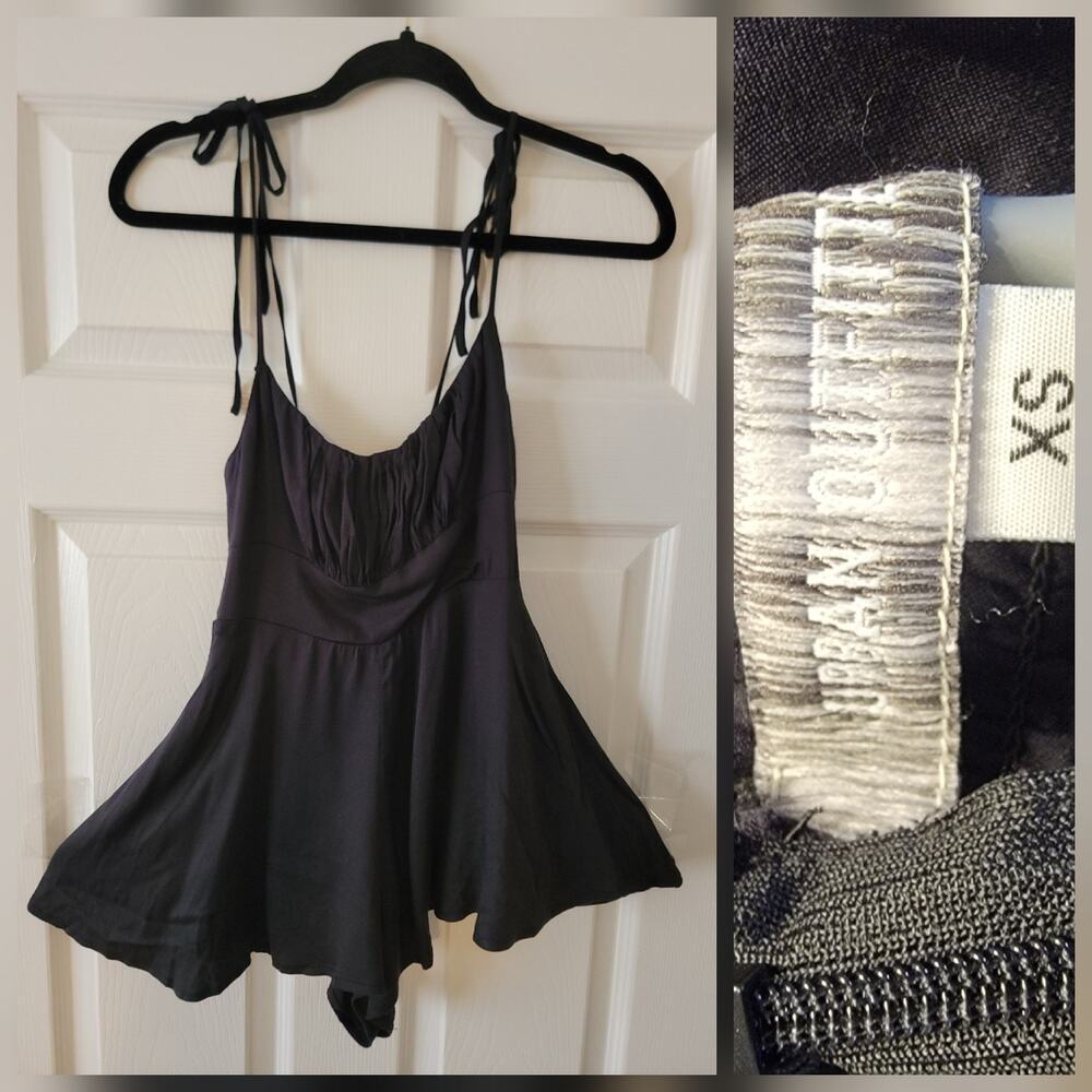 Urban Outfitters Romper Womens Sz XS Empire Waist Slinky Mini Micro Short Black